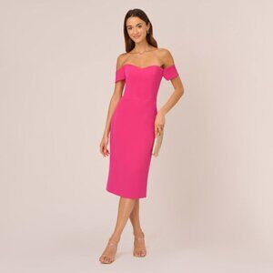 NWT Adrianna Papell Off The Shoulder Midi Dress With Sweetheart Neckline Sz 14
